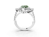 White gold Double Halo Fancy Green Heart Cut Diamond Split Shank Prong Setting Ring_3
