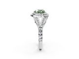 White gold Double Halo Fancy Green Heart  Cut Diamond Split Shank Ring with Four Prong Setting_2