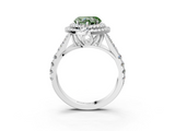 White gold Double Halo Fancy Green Heart  Cut Diamond Split Shank Ring with Four Prong Setting_3