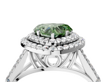 White gold Double Halo Fancy Green Heart  Cut Diamond Split Shank Ring with Four Prong Setting_4