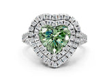White gold Double Halo Fancy Green Heart  Cut Pave Split Shank Prong Set Ring_15