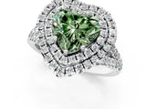 White gold Double Halo Fancy Green Heart  Cut Pave Split Shank Prong Set Ring_16