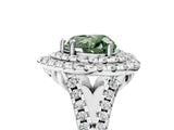 White gold Double Halo Fancy Green Heart  Cut Pave Split Shank Prong Set Ring_20
