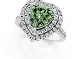 White gold Double Halo Fancy Green Heart  Diamond Pave Band with Four-Prong Setting_18