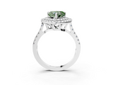 White gold Double Halo Fancy Green Heart  Diamond Pave Band with Four-Prong Setting_20