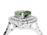 White gold Double Halo Fancy Green Heart  Diamond Pave Band with Four-Prong Setting_21