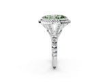 White gold Double Halo Fancy Green Marquise Cut Diamond Split Shank Engagement Ring with Four-Prong Setting_17