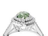 White gold Double Halo Fancy Green Marquise Cut Diamond Split Shank Engagement Ring with Four-Prong Setting_19