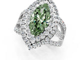 White gold Double Halo Fancy Green Marquise Cut Diamond Split Shank Pave Set Ring_4