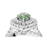White gold Double Halo Fancy Green Marquise Cut Diamond Split Shank Pave Set Ring_7
