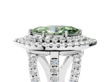 White gold Double Halo Fancy Green Marquise Cut Diamond Split Shank Pave Set Ring_8