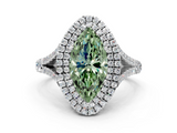 White gold Double Halo Fancy Green Marquise  Cut Diamond Split Shank Ring with Four Prong Setting_20