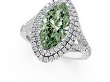 White gold Double Halo Fancy Green Marquise  Cut Diamond Split Shank Ring with Four Prong Setting_21
