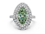 White gold Double Halo Fancy Green Marquise  Diamond Pave Band with Four-Prong Setting_43