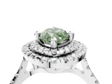 White gold Double Halo Fancy Green Marquise  Diamond Pave Band with Four-Prong Setting_47