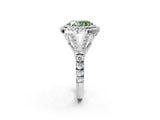 White gold Double Halo Fancy Green Oval Cut Diamond Split Shank Engagement Ring with Four-Prong Setting_17