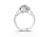 White gold Double Halo Fancy Green Oval Cut Diamond Split Shank Engagement Ring with Four-Prong Setting_18