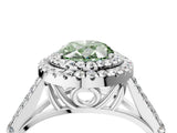 White gold Double Halo Fancy Green Oval Cut Diamond Split Shank Engagement Ring with Four-Prong Setting_19