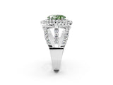 White gold Double Halo Fancy Green Oval Cut Diamond Split Shank Pave Set Ring_5