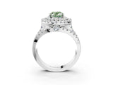 White gold Double Halo Fancy Green Oval Cut Diamond Split Shank Pave Set Ring_6