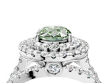 White gold Double Halo Fancy Green Oval Cut Diamond Split Shank Pave Set Ring_7
