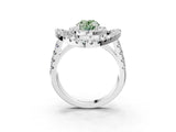 White gold Double Halo Fancy Green Oval Cut Diamond Split Shank Prong Setting Ring_3