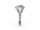 White gold Double Halo Fancy Green Oval  Cut Diamond Split Shank Ring with Four Prong Setting_22