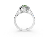 White gold Double Halo Fancy Green Oval  Cut Diamond Split Shank Ring with Four Prong Setting_23
