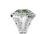 White gold Double Halo Fancy Green Oval  Cut Diamond Split Shank Ring with Four Prong Setting_25