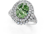 White gold Double Halo Fancy Green Oval  Cut Pave Split Shank Prong Set Ring_16
