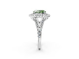 White gold Double Halo Fancy Green Oval  Cut Pave Split Shank Prong Set Ring_17