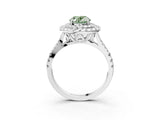 White gold Double Halo Fancy Green Oval  Cut Pave Split Shank Prong Set Ring_18