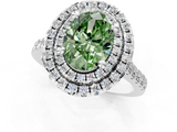 White gold Double Halo Fancy Green Oval  Diamond Pave Band with Four-Prong Setting_44