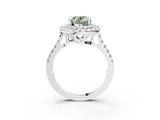 White gold Double Halo Fancy Green Oval  Diamond Pave Band with Four-Prong Setting_46