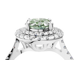 White gold Double Halo Fancy Green Oval  Diamond Pave Band with Four-Prong Setting_47