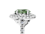 White gold Double Halo Fancy Green Oval  Diamond Pave Band with Four-Prong Setting_48