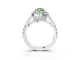 White gold Double Halo Fancy Green Pear Cut Diamond Split Shank Engagement Ring with Four-Prong Setting_18
