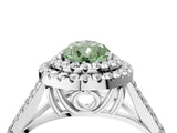 White gold Double Halo Fancy Green Pear Cut Diamond Split Shank Engagement Ring with Four-Prong Setting_19