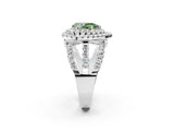 White gold Double Halo Fancy Green Pear Cut Diamond Split Shank Pave Set Ring_5