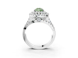 White gold Double Halo Fancy Green Pear Cut Diamond Split Shank Pave Set Ring_6