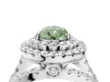 White gold Double Halo Fancy Green Pear Cut Diamond Split Shank Pave Set Ring_7