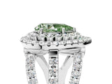 White gold Double Halo Fancy Green Pear Cut Diamond Split Shank Pave Set Ring_8