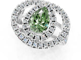 White gold Double Halo Fancy Green Pear Cut Diamond Split Shank Prong Setting Ring_1