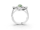 White gold Double Halo Fancy Green Pear Cut Diamond Split Shank Prong Setting Ring_3