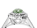 White gold Double Halo Fancy Green Pear  Cut Diamond Split Shank Ring with Four Prong Setting_24