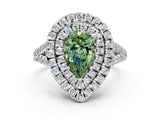 White gold Double Halo Fancy Green Pear  Cut Pave Split Shank Prong Set Ring_15