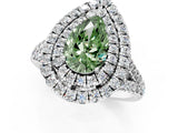 White gold Double Halo Fancy Green Pear  Cut Pave Split Shank Prong Set Ring_16