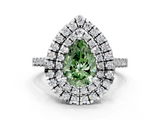 White gold Double Halo Fancy Green Pear  Diamond Pave Band with Four-Prong Setting_43