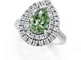 White gold Double Halo Fancy Green Pear  Diamond Pave Band with Four-Prong Setting_44