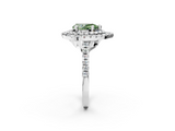 White gold Double Halo Fancy Green Pear  Diamond Pave Band with Four-Prong Setting_45